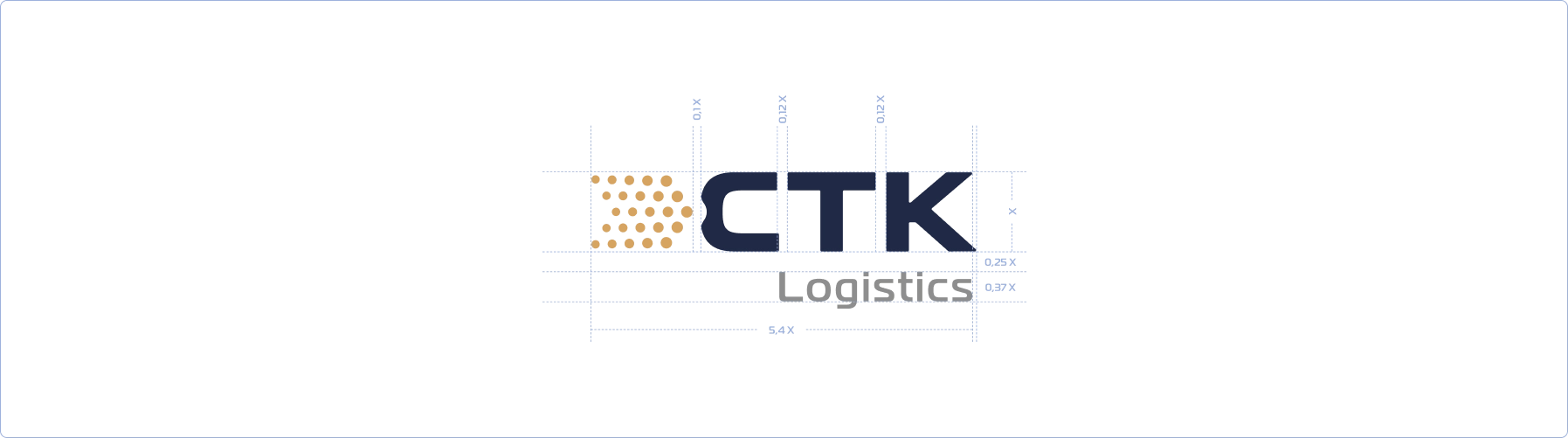 Logo CTK Logistics z liniami pokazującymi wykonanie logotypu