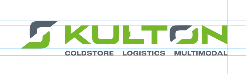 Nowe logo Kulton zostało zaprojektowane z precyzyjnymi proporcjami, podkreślającymi jego nowoczesność i profesjonalizm. Hasła "Coldstore | Logistics | Multimodal" podkreślają kluczowe obszary działalności firmy.