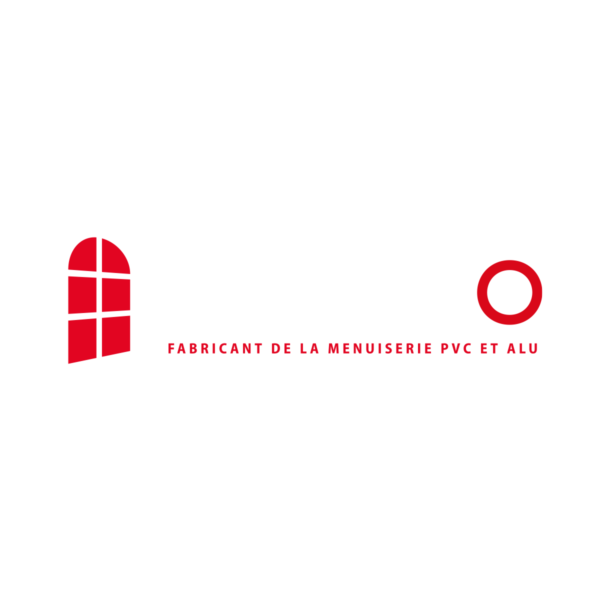 Dwa warianty logo "LANKO": czerwono-białe na ciemnoszarym tle. Symbol okna podkreśla specjalizację firmy w stolarki PVC i aluminiowej.