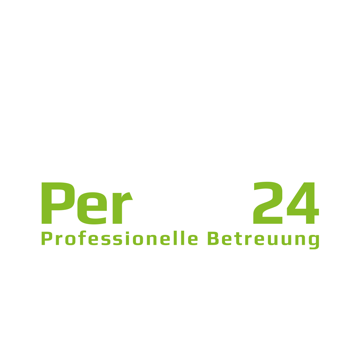 Dwa warianty logo "PerVita24": biało-zielone na niebieskim tle. Motyw serca i linii życia symbolizuje profesjonalną opiekę i troskę.