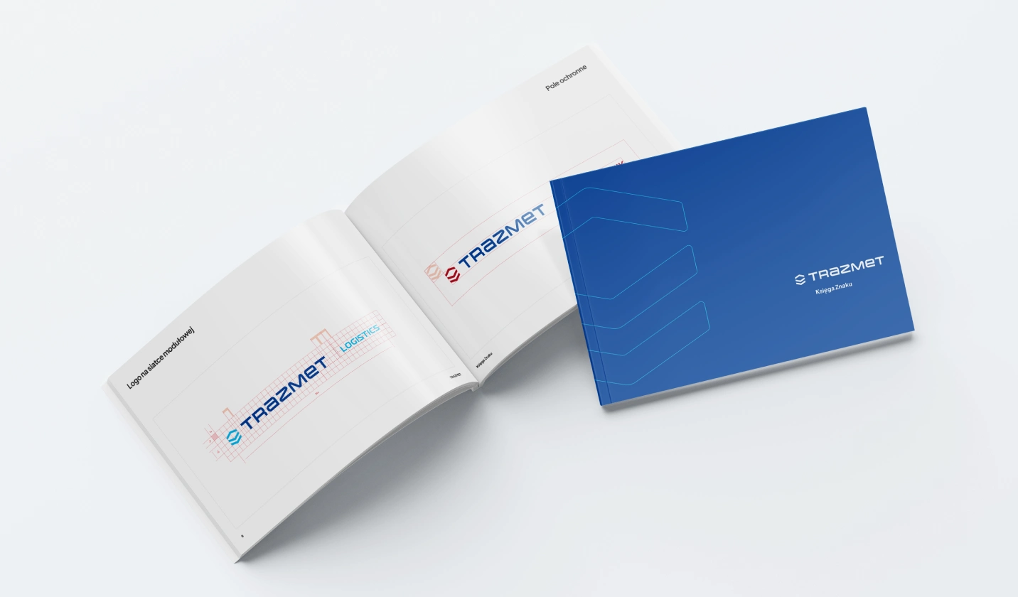 Nowa identyfikacja wizualna Trazmet wyróżnia się czystością i nowoczesnością. Podział na "Lager Technik" i "Logistics" podkreśla specjalizację firmy.